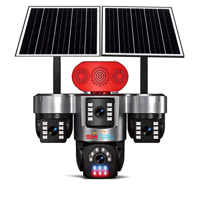 smars 16 MP Full HD Tripple Lens 4G Dual Solar Powered CCTV Camera | Manual Side Rotation| AOV 24H Recording | Human Detection | Two-Way Audio | Color Night Vision
