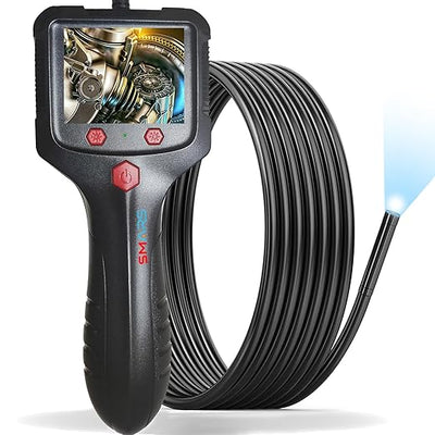 Smars Industrial Endoscope Boroscope Camera HD 1080P Resolution with Hand-held Display | 8mm Lens & 8LED | 20 mtr Borescope Length Flexible IP68 Waterproof Camera for Sewer Inspection