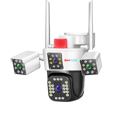 Smars 3 Lens 6K Full HD Tripple View WiFi PTZ IP Camera for outdoor Security with AI Auto Tracking Live Monitoring Feature (Support 5G Wifi Network)
