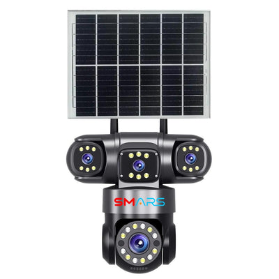 smars 12MP 3-Lens Solar Security 4K Camera | 4G SIM PTZ Outdoor CCTV Camera | 360° Pan & Tilt | AI Human Detection | Color Night Vision | Two-Way Audio | Remote Mobile Monitoring