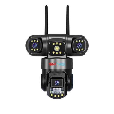 smars 5 MP Full HD Tripple Lens WiFi IP PTZ Camera | Outdoor & Indoor Security Camera | 2 Way Talk | Motion Detected | Night Vision | 360° Rotatable Lens | Cloud Storage