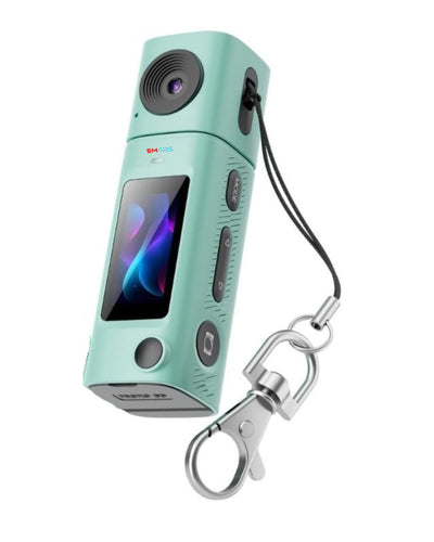 SMARS Mini Digital Camera for Kids & Beginners | 1080P Video Recording | 230° Rotatable Lens | Colour LCD Screen | Compact Keychain Camera for Travel | Vlogging & Gifts (Cyan)