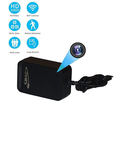 smars® Secret Office WiFi Enabled Mini V8 Charger Nanny Mini Hole Camera Full HD Security Camera