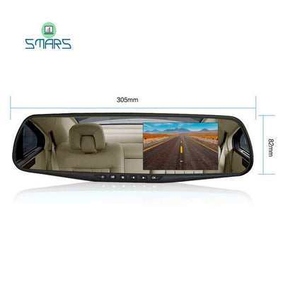 Smars® 4.3'' HD Dual Lens Car DVR Dash Cam Front and Rear Mirror Camera Video Recorder auto Camera for Car Dashboard Blackbox DVR