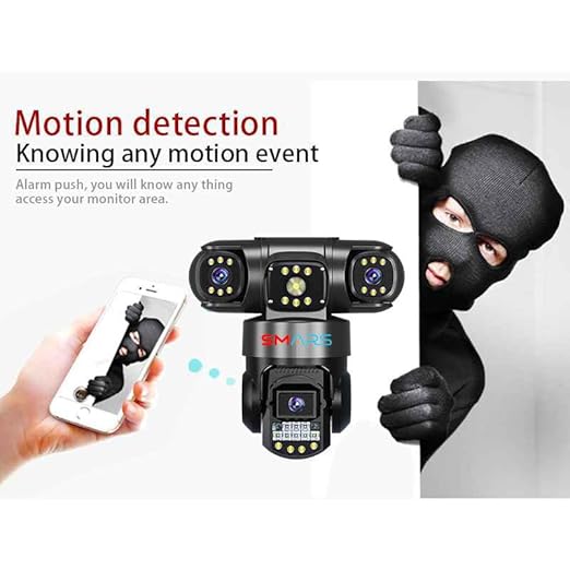 SMARS 4G Sim Based 5 MP Full HD Tripple Lens PTZ Camera | Outdoor & In ...