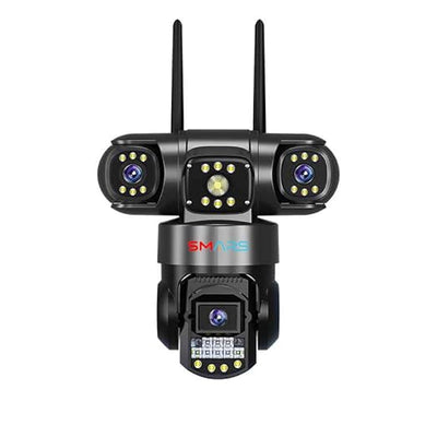 SMARS 4G Sim Based 5 MP Full HD Tripple Lens PTZ Camera | Outdoor & Indoor Security Camera | 2 Way Talk | Motion Detected | Night Vision | 360° Rotatable Lens | Cloud Storage