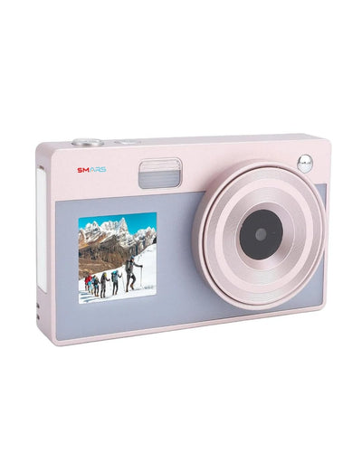 Smars 48MP Digital Camera with Dual Screens | 1080P Video | 16X Zoom | Anti-Shake | Selfie Mode for Vlogging | YouTube | Travel & Photography | Rechargeable Battery | 32GB Card | (Pink)