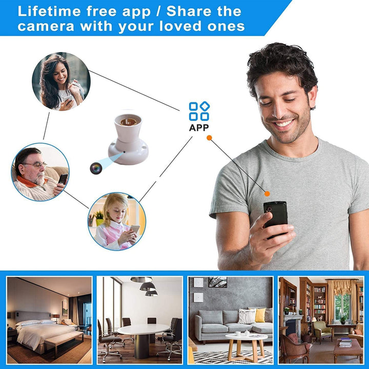 Smars HD WiFi 1080P Mini Bulb Holder Camera Mini Security Smal Size Ca ...