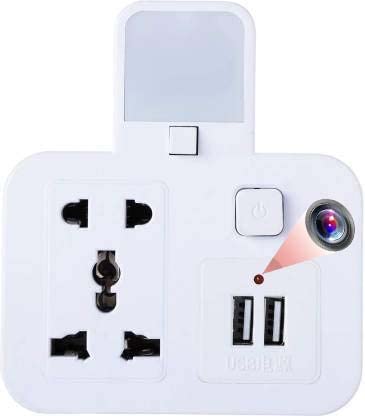 smars® 4K HD Hidden Camera Wi-Fi Enabled Live Socket Camera with Night lamp led