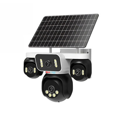 Smars 3-Lens AOV Solar PTZ Camera | 4G SIM Enabled Outdoor CCTV IP Camera | Dual Screen View | Humanoid Tracking | Two-Way Audio | Light-Sound Alarm