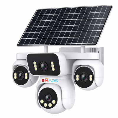 smars 20 MP Full HD 4 Lens 4G Dual Solar Powered CCTV Camera MSR-KVIII | 4K Video with AOV 24H Recording | Human Detection | Two-Way Audio | Color Night Vision