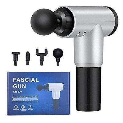 Smars® KH-320 Facial Massage Gun Portable Vibration Full Body Massager with 4 Heads and 6 Adjustable Speed Vibrators for Neck, Leg, Hand and Back Massager (SILVER)
