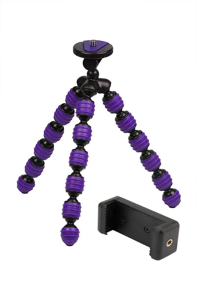 Smars® Spider Gorilla Pod with Mount Flexible Compact Tripod Purple