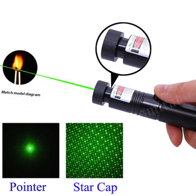 Smars® 100mW Rechargeable Green Laser Pointer 301 Party Pen Disco Light 5 Mile + Battery