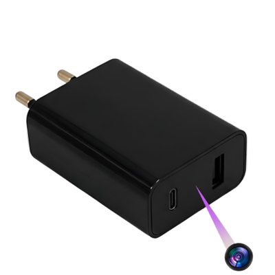 SMARS 2-in-1 USB Charger with Built-in HD Camera | USB-A & Type-C Ports | 1080P Full HD Mini Security Camera | Compact Travel-Friendly Adapter | Smart Fast Charging Wall Charger |