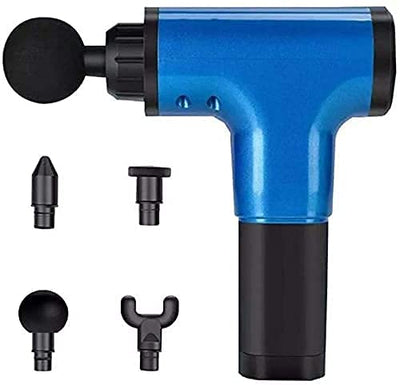 Smars® KH-320 Facial Massage Gun Portable Vibration Full Body Massager with 4 Heads and 6 Adjustable Speed Vibrators for Neck, Leg, Hand and Back Massager (BLUE)