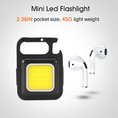 Smars Multifunction Keychain Led Light with Bottle Opener, Magnetic Base and Folding Bracket Mini Cob 500 lumens Rechargeable Multifunctional Keychain Emergency Light Keychain (Square, Metal)