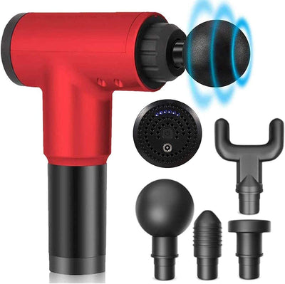 Smars® KH-320 Facial Massage Gun Portable Vibration Full Body Massager with 4 Heads and 6 Adjustable Speed Vibrators for Neck, Leg, Hand and Back Massager (RED)