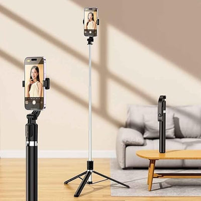 Smars R1-L Selfie Stick with Tripod Stand | 67-Inch Long | 7-Section Stable Base | Bluetooth Remote | 3-in-1 Multifunctional Design for Makeup | Selfies | Vlogging & Photo Shoots