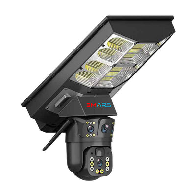 SMARS 4g sim Enabled Solar Powered Outdoor Security Camera with Street Light | Smart Camera with Voice Monitor | Cloud Storage | IP66 Waterproof | 360 Degree Rotate | Night Vision | 2 Way Audio