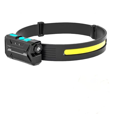Smars Single Strip Line Motion Sensor 2 LED Strip Head Torch USB Rechargeable Waterproof Headlamp Flashlight 350 Lumen Silicone Head Lamp for Swimming, Cycling, Camping & Trekking