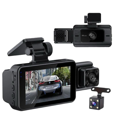 Smars Full HD 1080P Car Dash Camera with Three Lenses | Video Recorder | WiFi app Control | Night Vision | Motion Detection and G Sensor |