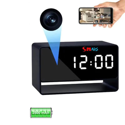 smars WiFi Table Clock Camera Live Recording Mirror Clock with Night Vision