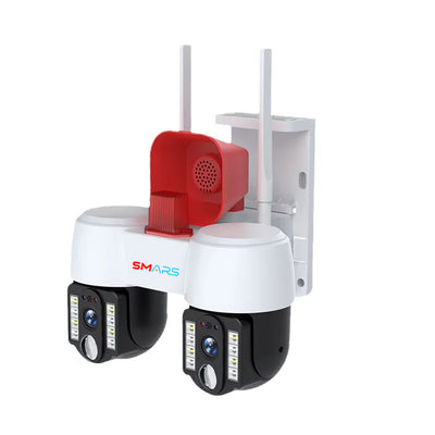 Smars 2k Dual Lens Security Camera 360 degree Auto Human Tracking wireless PIR Outdoor Camera 4G WIFI Network Supported CCTV Camera