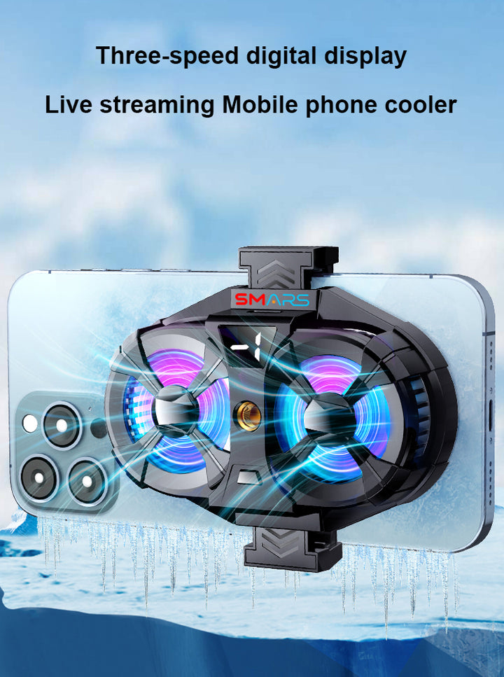 Smars Phone Cooler Gaming Fan, Led Gaming Mobile Cooler, Dual Turbo Fa ...