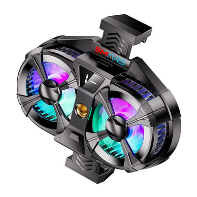 Smars Phone Cooler Gaming Fan, Led Gaming Mobile Cooler, Dual Turbo Fan With Digital Display & Adjustable Clip Claw, 3 Speed Adjustable Phone Cooler Universal Phone Cooler for Live Streaming