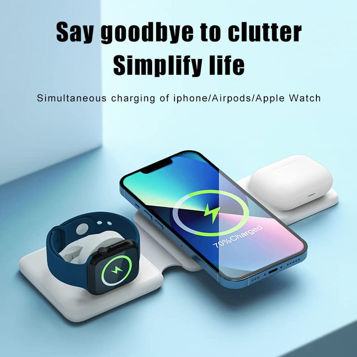 SMARS PowerDash 3 in 1 Wireless Magnetic Charger, 15W Fast Charging, f ...
