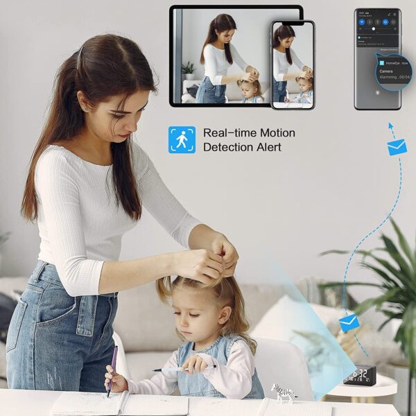 Smars® Table Clock Alarm wi-fi Enabled Mini Security Camera 1080P Full ...