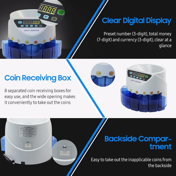 Remote Coin Counter Smars Electronic Coin Counter Sorter Indian Rupees 300 Coins Digital A ...