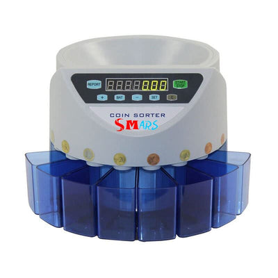 Smars Electronic Coin Counter Sorter Indian Rupees 300 Coins Digital Auto Counting Machine Preset/Total Money Display/Fault Self Check, for Shop Bank Restaurant