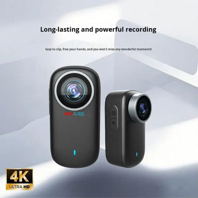 smars 4K Mini Action Camera with 1.5-Inch Screen, 360° Rotatable Magnetic Clip, 180 Min Recording, IP65, for Travel, Pet Walking & Outdoor Activities