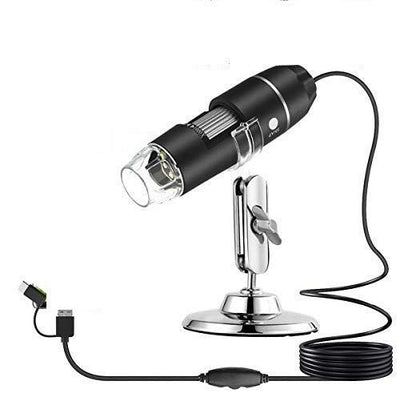 Smars® HD 1920x1080P 3 in 1 50 to 1000x Magnification USB Digital Microscope, Endoscope with 2.0MP Camera 8 LEDs Stand Holder for Android Phone Tablet, Windows and MacBook OS Computer (Black)