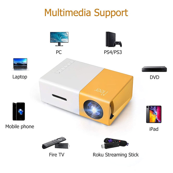 Smars® Mini Projector Portable Full Color LED LCD Video Projector for ...