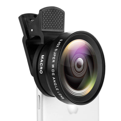 Smars® 2 Functions Mobile Phone Lens 0.45X Wide Angle Len & 12.5X Macro HD Camera Lens Universal for iPhone Android Phone