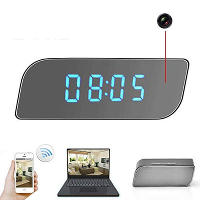 Smars® Mini Camera Clock HD 1080P WiFi Smart Mirror Clock with Night Vision Motion Detection IP Clock Support Android/iOS Phone View