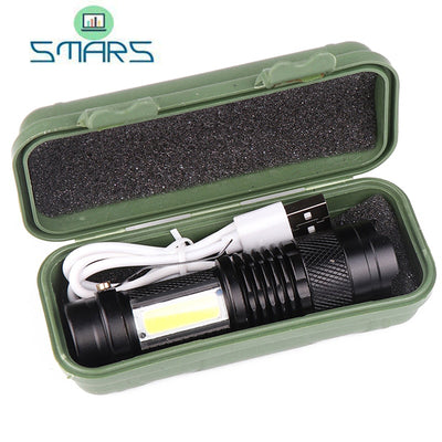 Smars® USB Rechargable Mini LED Flashlight 3 Lighting Mode Telescopic Zooming Waterproof Torch