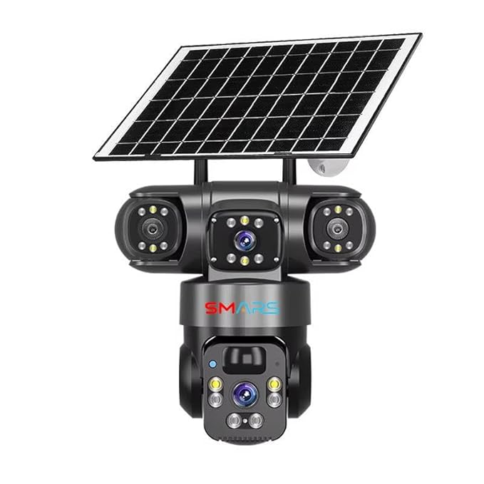 smars 12 MP Full HD Tripple Lens 4G Solar Powered CCTV Camera | Manual Side Rotation| Auto Tracking | Human Detection | Color Night Vision | Two-Way Audio Visit the smars Store