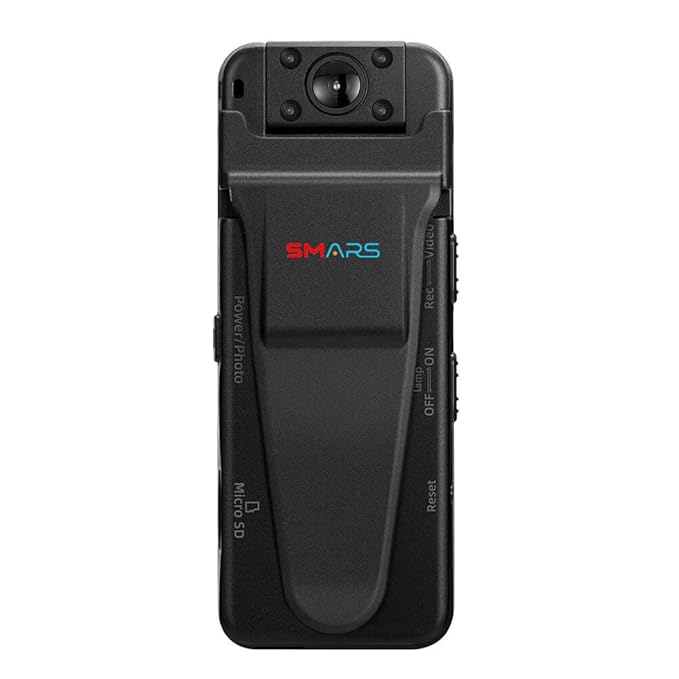smars HD 1080P Pocket Body Camera | Night Vision | Motion Detection 180 Degree Rotating Wearable Bodycam