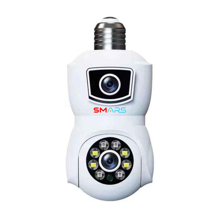 Smars 4+4 MP Dual Lens HD WiFi Bulb Holder CCTV Camera | MSR015 Colour Night Vision | Two Way Audio | Audio & Video Recording | AI Motion Detection | 360° View