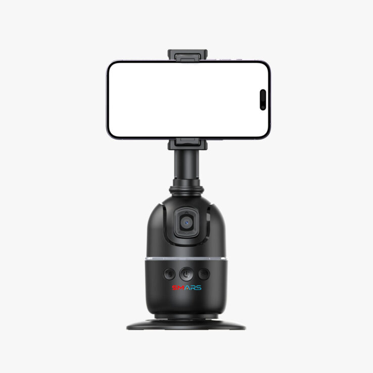 SMARS Auto Face Tracking AI Desk Selfie Gimbal | Smart Phone Holder with Gesture Control | 360° Rotation Face Body Phone Camera for Smart Video & Photo Shooting & Vlogs Streaming