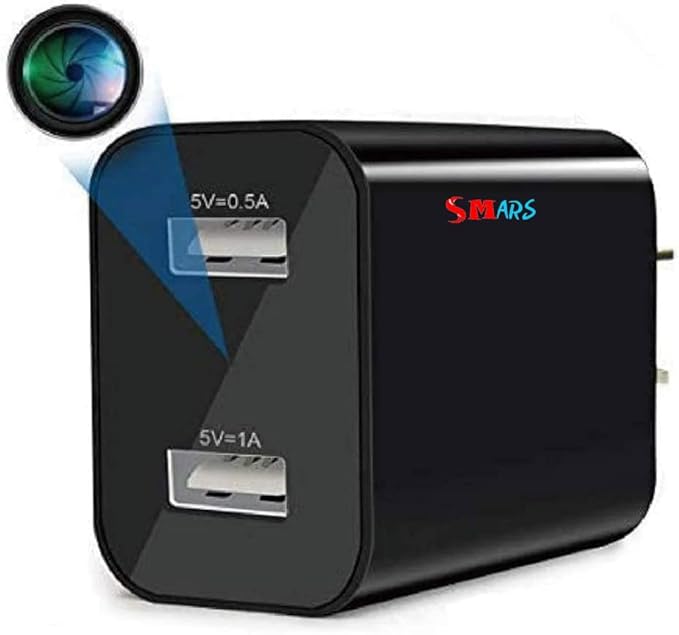 smars® WiFi USB Dual Port Charger Hidden Security Camera 1080P Video & Audio Recording with Night Vision & Motion Detection Recording
