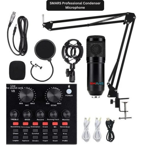 smars Professional USB Condenser Microphone and Live Sound Card Kit for Streaming, Podcasting, and Recording All-in-One Studio Solution for The Modern Creator.