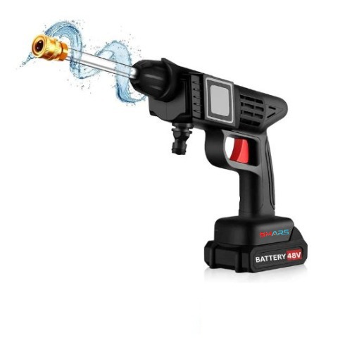 Smars Cordless Portable Wireless Pressure Washer Gun 48V | Double_Battery | 12000mAh Heavy High Pressure Water Gun | Car Wash, Bike Washing | 3-in-1 Steel Nozzle + 5M Hose